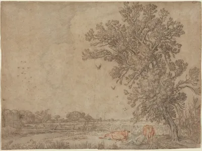 Meadow with a Shepherd and Cows