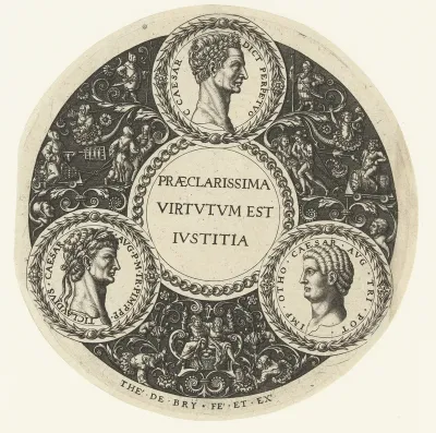 Medaillon met Caesar, Claudius en Otho