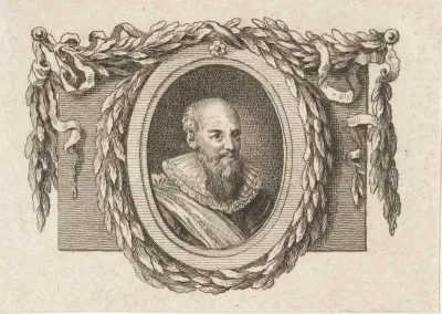 Medaillon met een portret van een onbekende man, omringd met een lauwerkrans