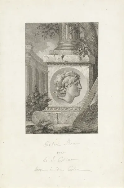 Medaillon met het portret van Alexander de Grote op een pilaar