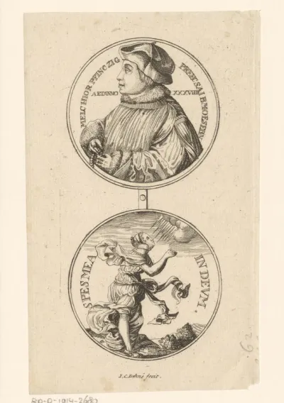 Medaillon met het portret van Melchior Pfinczig op 38-jarige leeftijd
