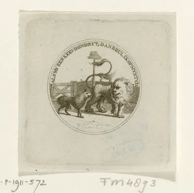 Medaillon met keeshond en leeuw, ca. 1787