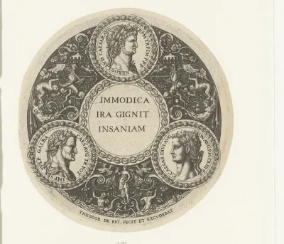 Medaillon met middenboven Nero, linksonder Galba en rechtsonder Caligula