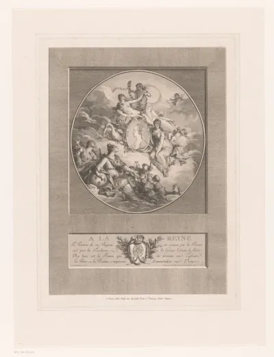 Medaillon met portret van Marie Antoinette omringd door allegorische figuren