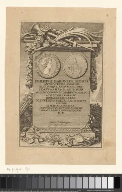 Medaillon met portret van Philipp, baron van Stosch in een monument