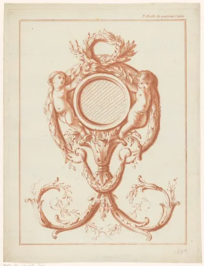Medaillon met putti en ranken