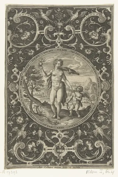 Medaillon waarin Venus met de Parisappel in haar hand en Amor aan haar zijde