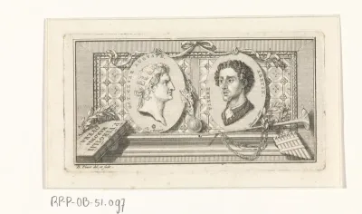 Medaillons met de portretten van keizer Augustus en Pietro Aretino