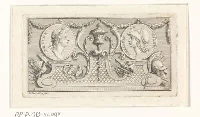 Medaillons met de portretten van Phrynicus en Alexander de Grote