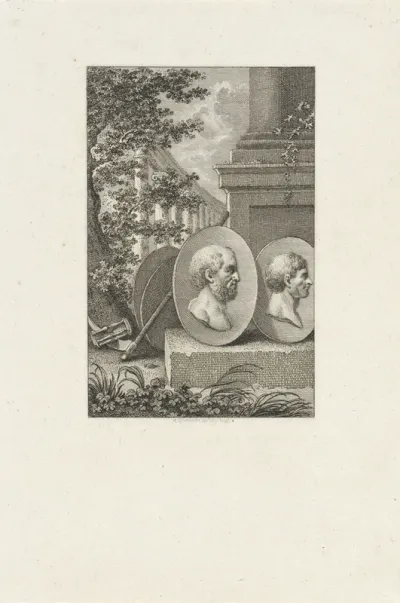 Medaillons met portretten van Aratos van Sikyon en Marcus Brutus
