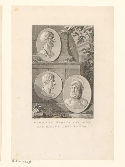 Medaillons met portretten van Pericles, Fabius Maximus, Alcibiades en Coriolanus