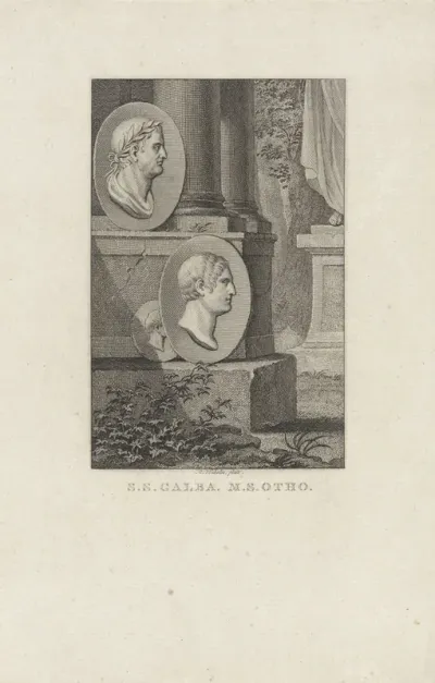 Medaillons met portretten van Servius Sulpicius Galba en Marcus Salvius Otho