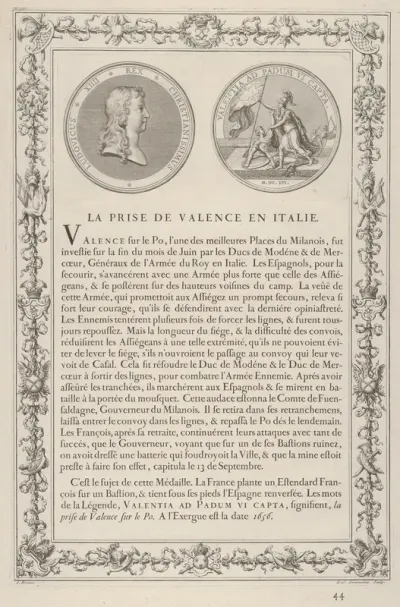 Medal commemorating the Capture of Valencia in Italy (La Prise de Valence en Italie)