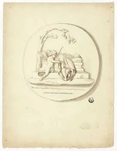 Medallion with Two Putti Beside Tomb
