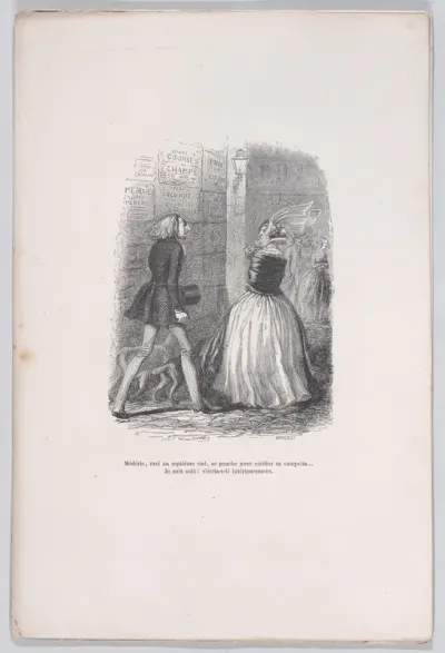 Mèderic, delighted in the seventh heaven, leans over to check his conquest..., from "Little Miseries of Human Life"