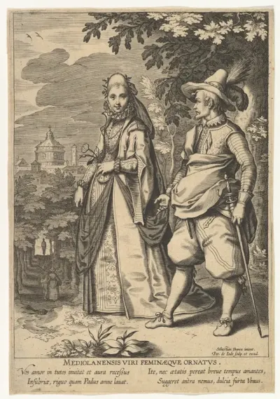 Mediolanensis Viri Feminaeque Ornatus, from Fashions of Different Nations