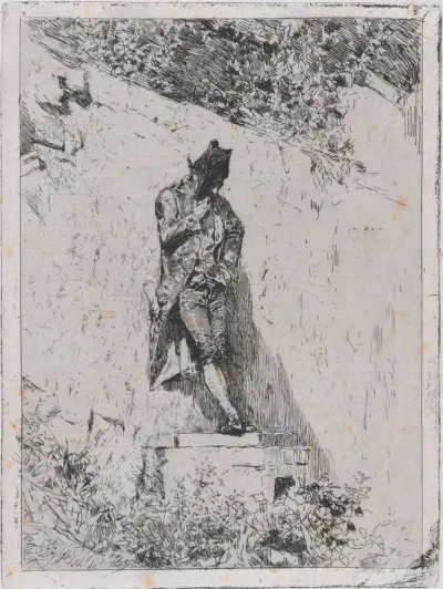 Meditation: a man standing on a step by a wall