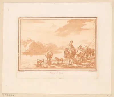 Mediterraan rivierlandschap met herders