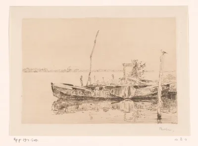 Meer met boot aan de waterkant