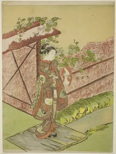 Meeting her Lover (parody of the Yugao chapter of "Tale of Genji")