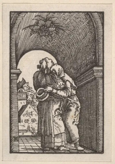 Meeting of Joachim and Anna at the Golden Gate, from "The Fall and Salvation of Mankind Through the Life and Passion of Christ"