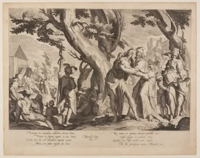Meeting of Moses and Jethro, plate 1 from Thrones of Justice (Thronus Iustitiae)