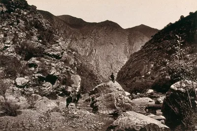 Meiring's Poort, South Africa: a mountain pass with horses and wagon