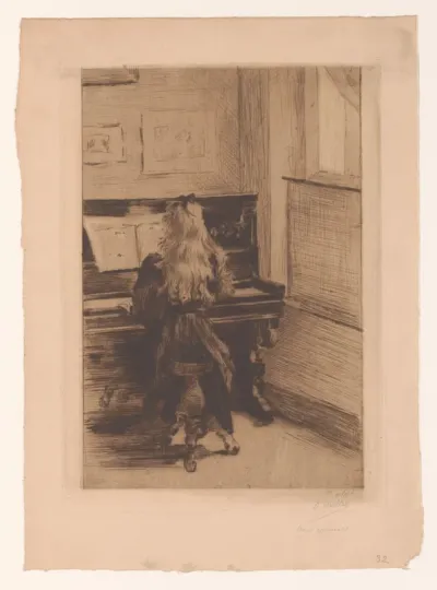Meisje achter de piano