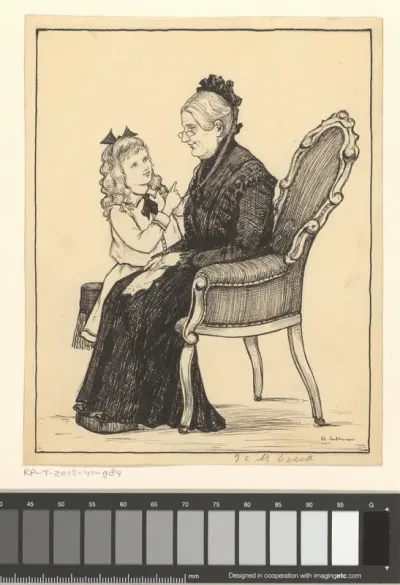 Meisje bij een oude vrouw
