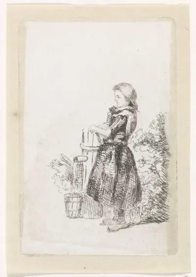 Meisje bij een waterpomp