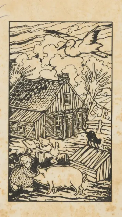 Meisje en dieren op een boerenerf