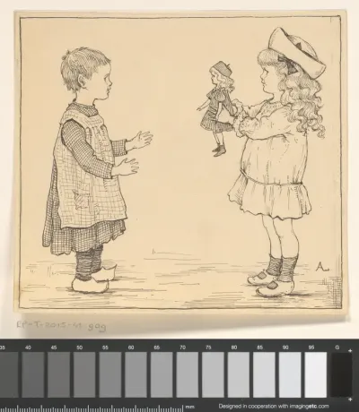 Meisje geeft een pop aan een meisje
