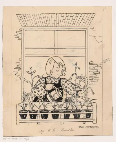 Meisje geeft planten water