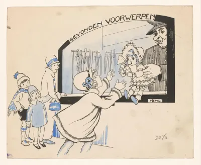 Meisje haalt pop op bij loket Gevonden Voorwerpen