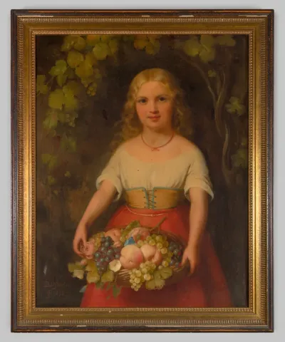 Meisje met een mand met vruchten