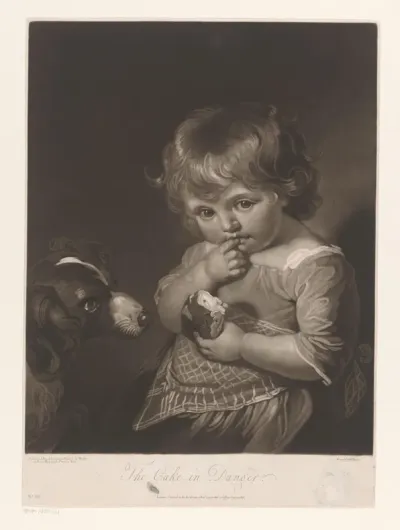 Meisje met gebak en een hond