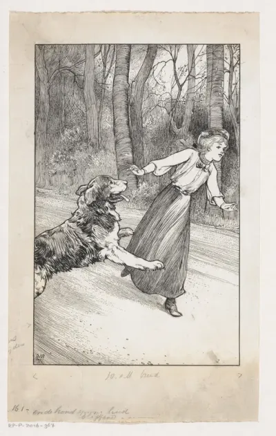 Meisje schrikt van hond