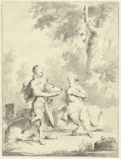 Meleager geeft Atalante de kop van het Calydonische everzwijn