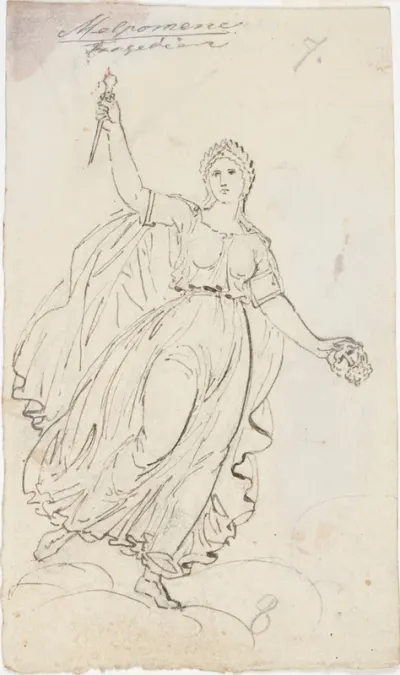 Melpomene, luonnos teatterin kattomaalaukseen