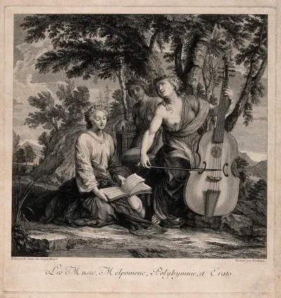 Melpomene, Polyhymnia and Erato
