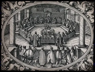 Members of a council, senate or tribunal in session