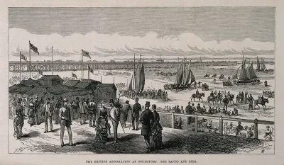 Members of the British Association at Southport: in the distance the sands and pier