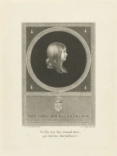 Memorieprent met portret van Lodewijk XVII