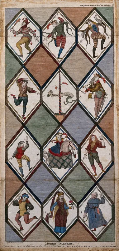 Men and women dancing and playing music