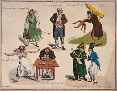 Men and women misrepresenting the subjects of six popular songs