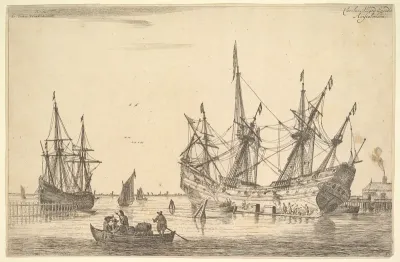 Men Caulking the Hull of a Ship