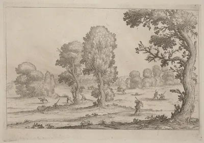 Men Fighting in a Landscape