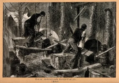 Men grinding saws in Sheffield