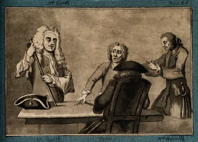 Men playing draughts in Button's Coffee-House, London, ca