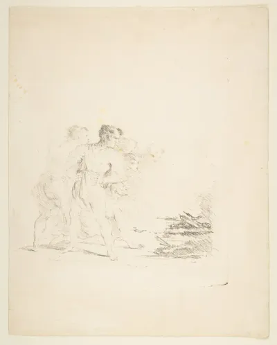 Men Spitting at a Fire